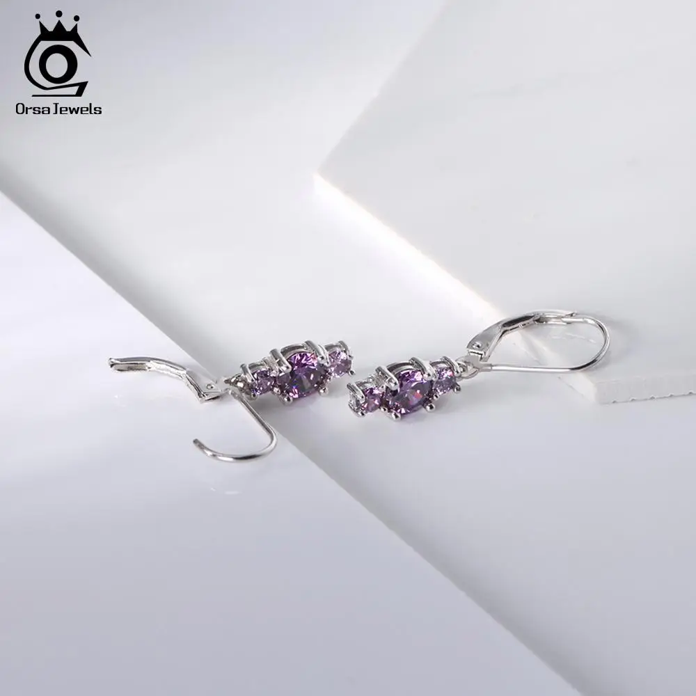 ORSA JEWELS Настоящее 925 Висячие серьги из серебра 925 пробы для женщин четыре цвета доступны AAA кубический циркон модные серьги, украшения SE70