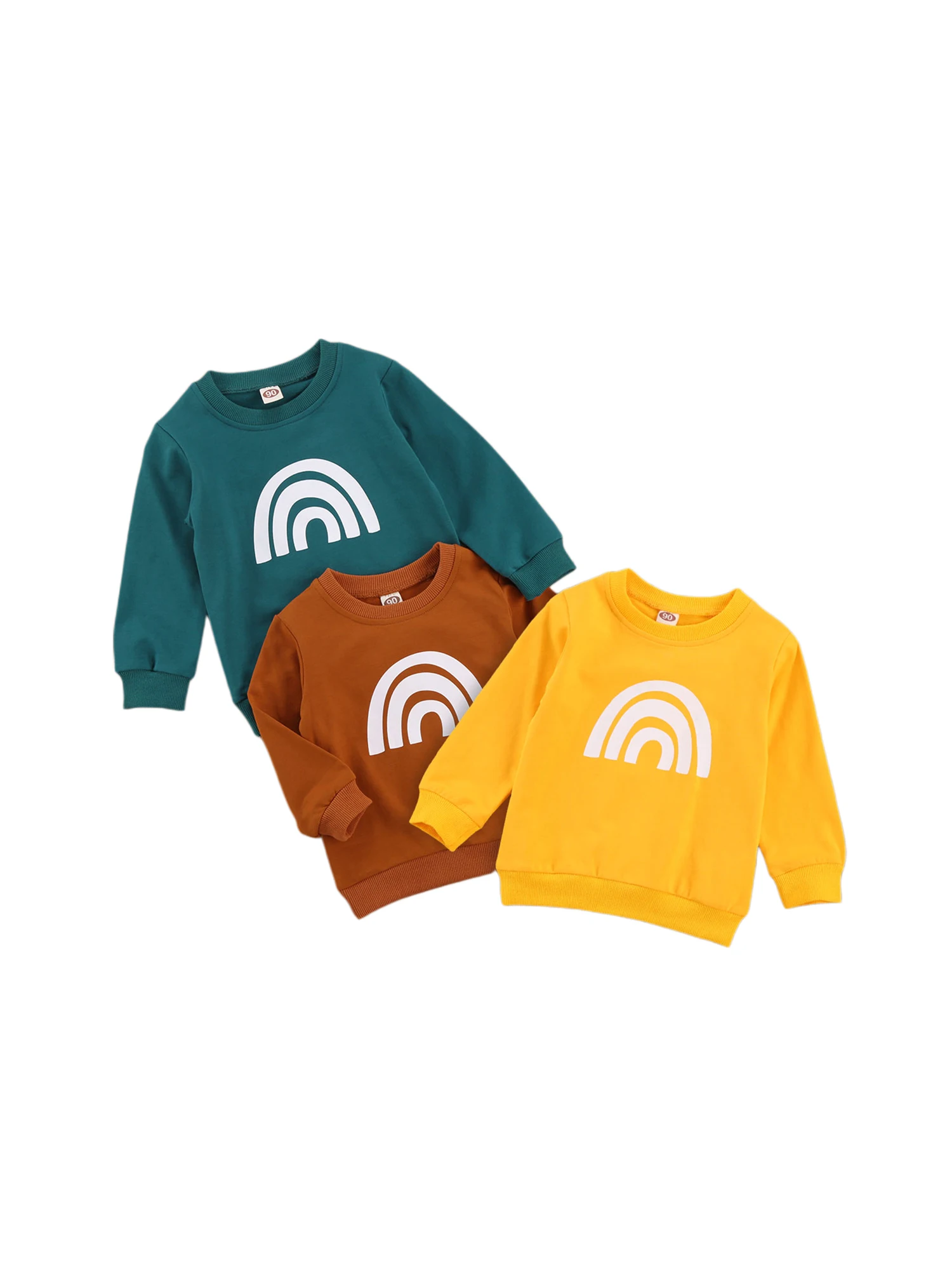 

Toddler Baby Casual Sweatshirts Long Sleeve Crew Neck Rainbow Printed Pullover Tops