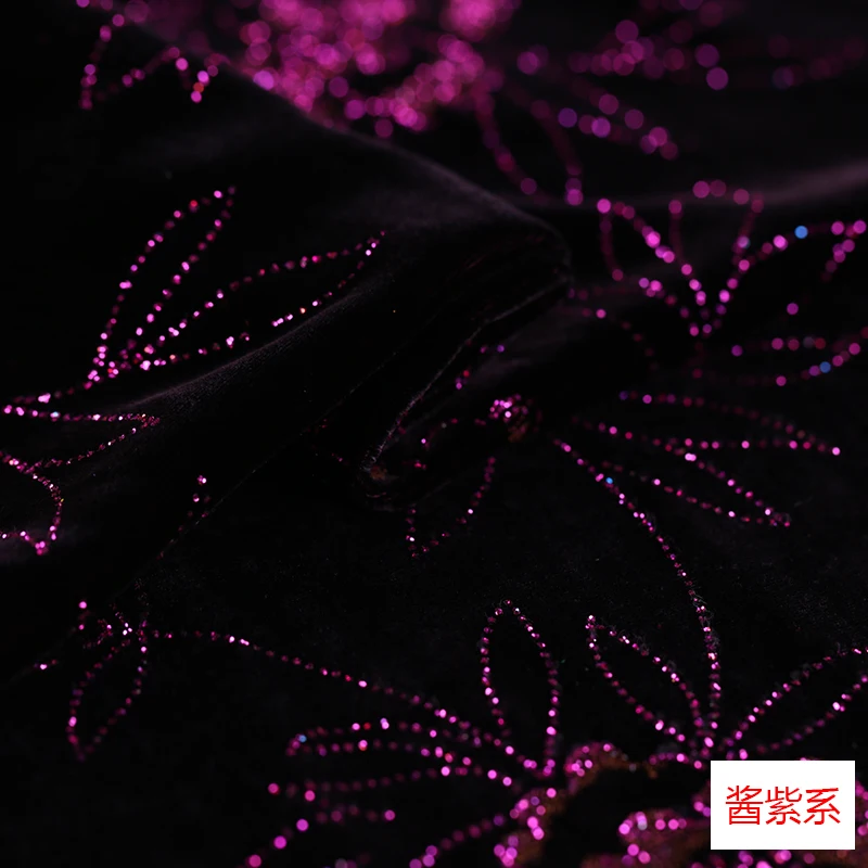 Bronzed natural mulberry silk velvet fabric for dress thickening cheongsam burnout cloth | Дом и сад