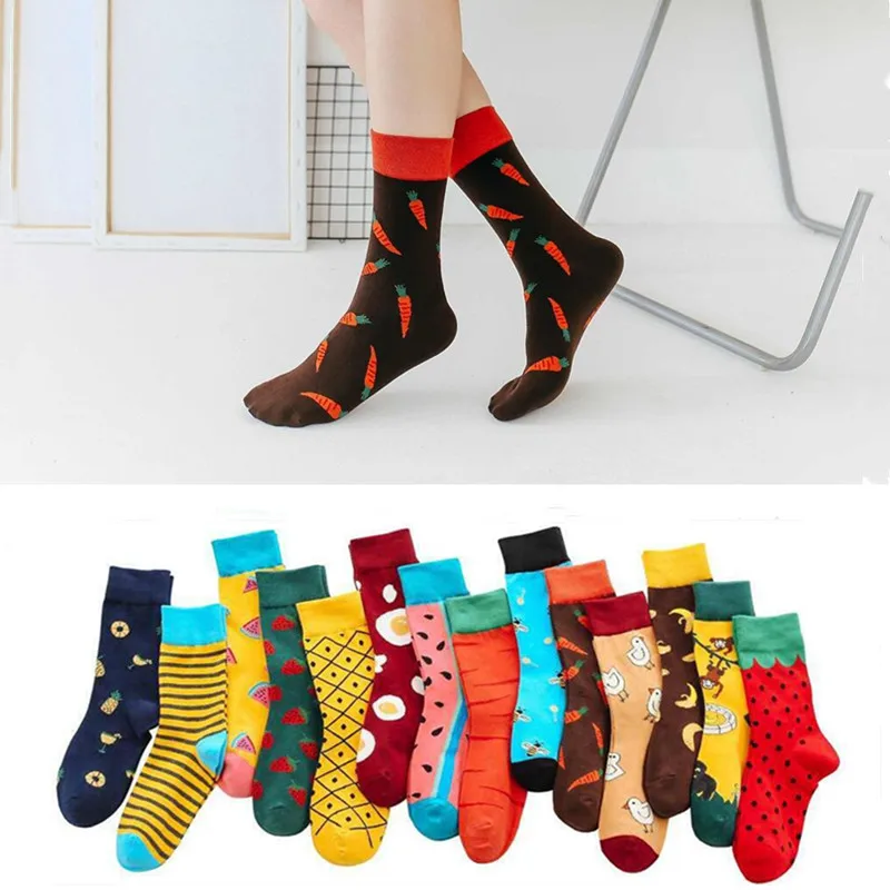 Модные женские забавные длинные носки в стиле Харадзюку с изображением