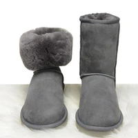 new top quality fashion women plush snow boots 100 genuine cow leather winter boots fur warm women boots waterproof shoes