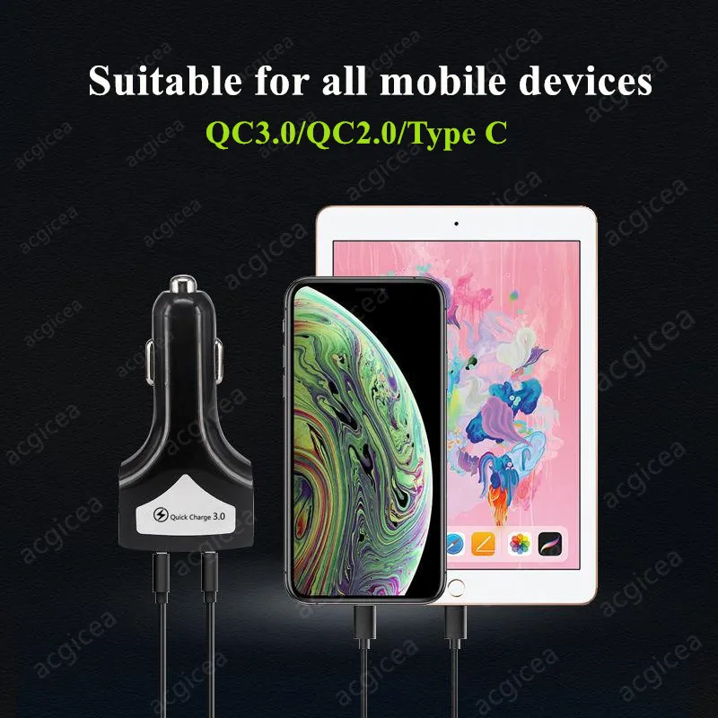 

LED Car Charger Quick Charge QC 3.0 7A For Mobile Phone 2 Ports USB Charger Fast Charging Adapter For iphone xiaomi car-charger