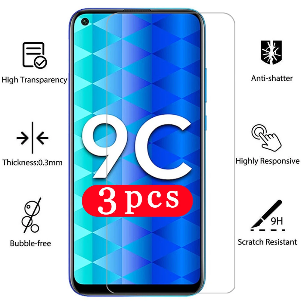 

3Pcs tempered glass for huawei honor 9 9C 9S 9N 9i 9X lite pro play 9A protective film glass phone screen protector smartphone
