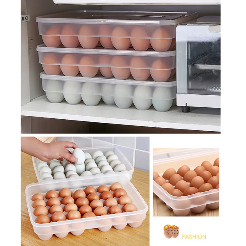 

Clear 34 Grid Single-Layer Egg Box Basket Organizer Plastic Egg Food Container Storage Box Home Kitchen Case Egg Box