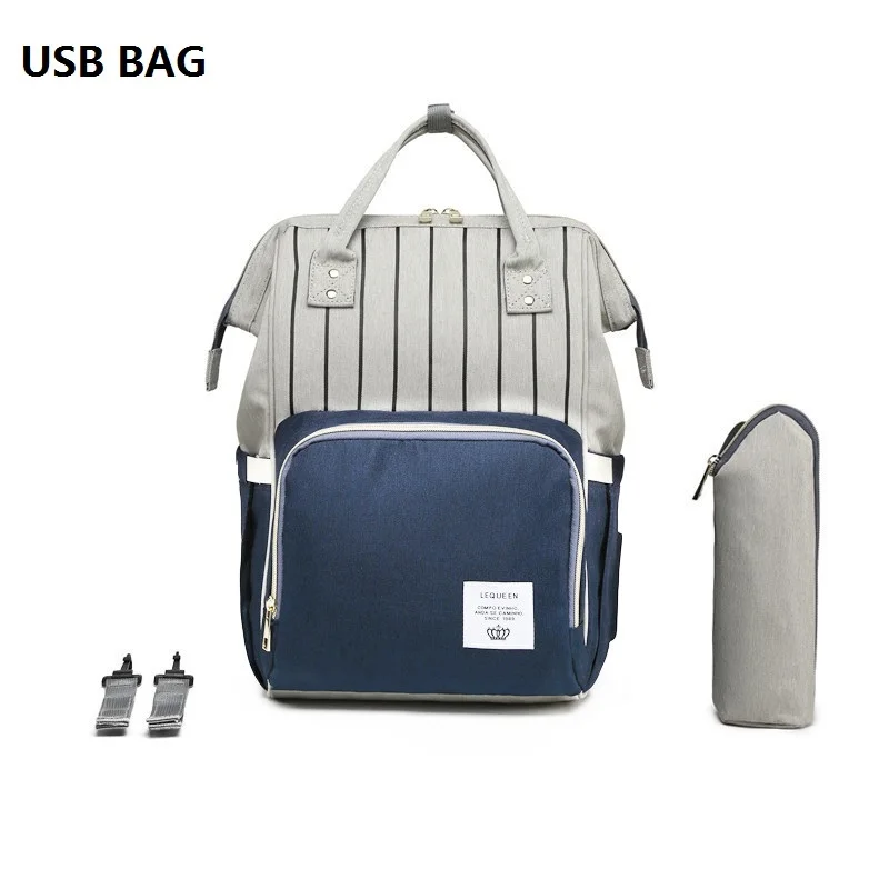 usb bag USB Mommy Bag Diaper Large Capacity baby bag travel Nappy diaper backpack waterproof anti-loss maternity bag handbags for moms - Цвет: usb bag