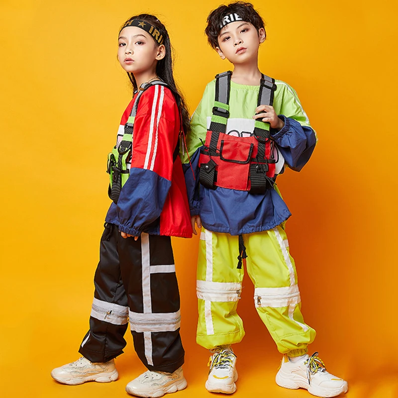 Детский костюм в стиле хип-хоп для мальчиков Свободный Топ Уличная Одежда танцев