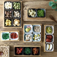 seasoning tray grid plate set dried fruit snacks side dishes small refreshment food container kitchen wooden decorative tray