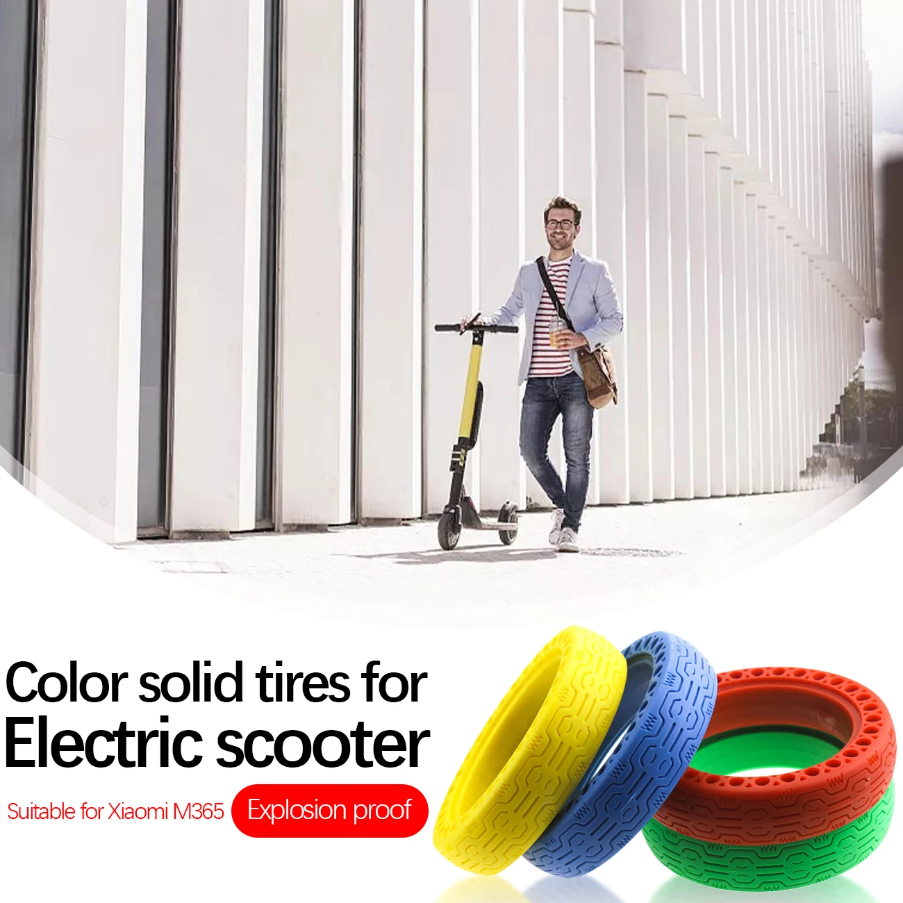 

For Xiaomi M365 Tyre 1pcs Solid Hole Tires Electric Scooter Skateboard Shock Absorber Non-Pneumatic Tyre Rubber Wheels For M365