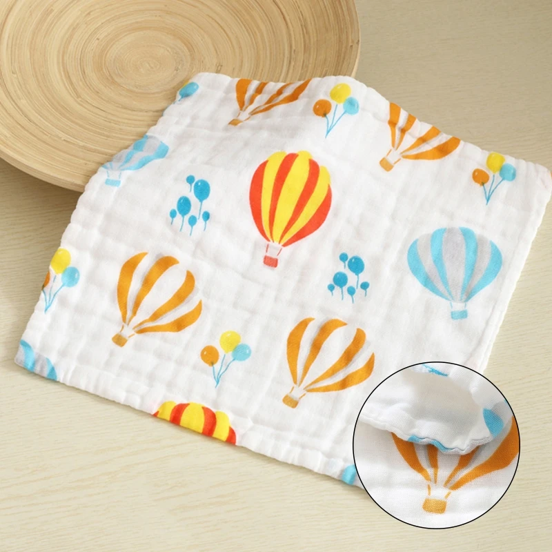 

5Pcs 6 Layers Muslin Cotton Baby Washcloth Cartoon Printed Newborn Face Towel Bibs Soft Absorbent Wipes Handkerchief