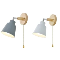 nordic wooden wall lamp bedside wall lamp sconce wall light for bedroom corridor with zip switch freely rotatable
