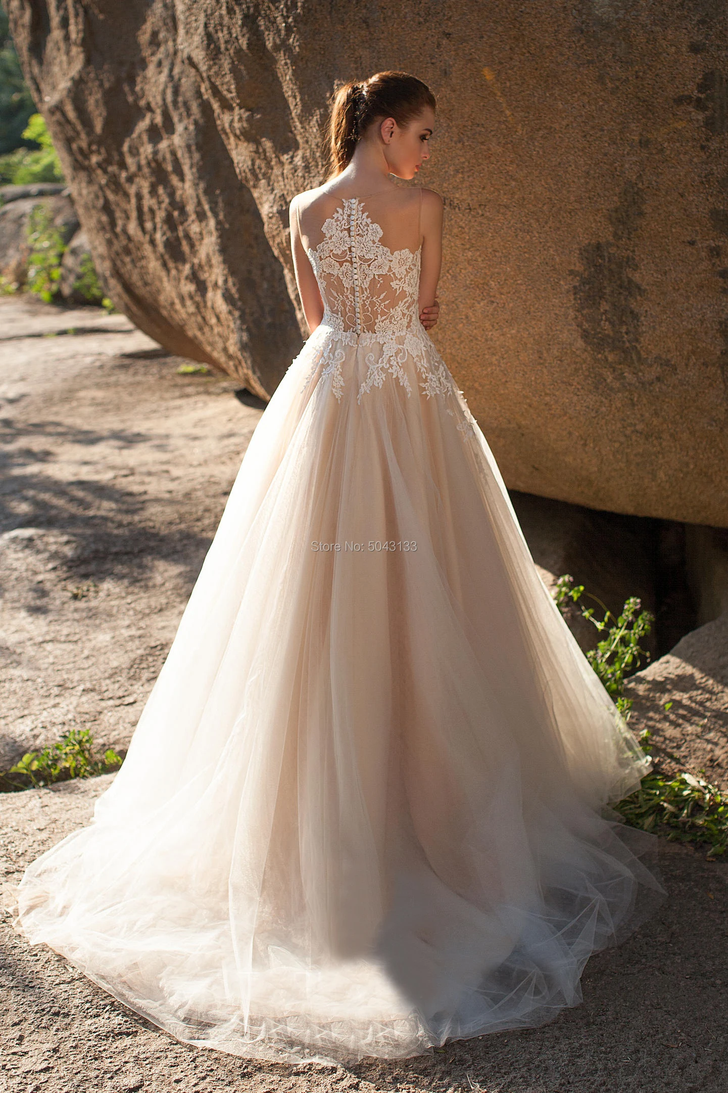 Шикарные Свадебные Платья с кружевной аппликацией трапециевидной формы из тюля