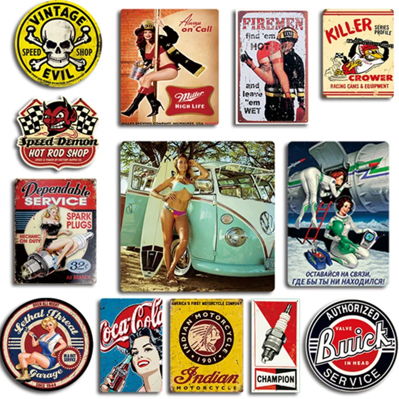 Виниловые наклейки в стиле ретро с изображением девушки черепа чемпиона