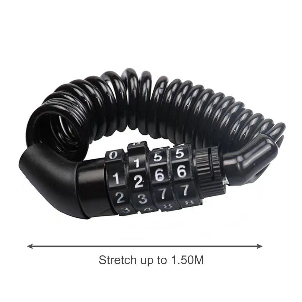

MTB Bike Anti-theft Cable Theft Lock Bicycle Parts Durable Helmet Lock Chain 4 Digit Password Combination Portable