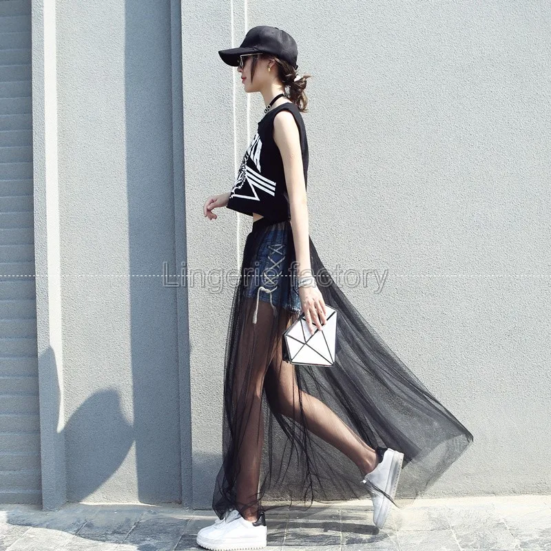 Женские Прозрачные юбки элегантная плиссированная Тюлевая юбка с заниженной