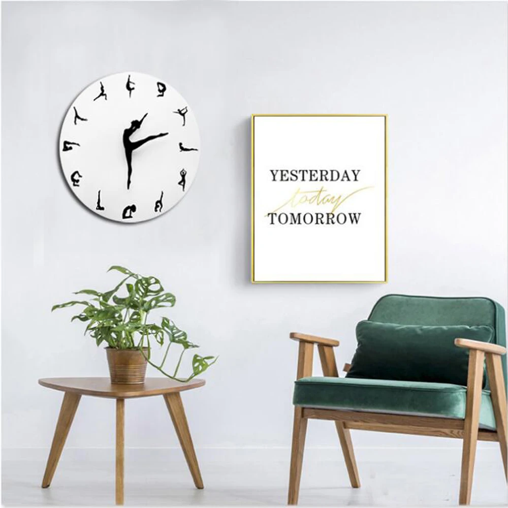 Часы настенные для йоги фитнеса домашнего декора|Настенные часы| |