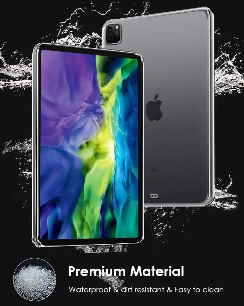 Чехол для iPad Pro 11 2020 мягкая кожа гибкий бампер прозрачный ТПУ Резиновая задняя