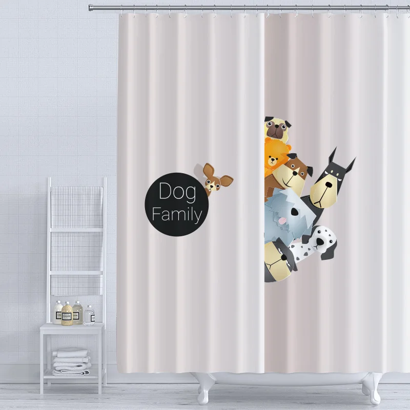 Занавеска для душа с принтом милого кота водонепроницаемая шторка из полиэстера