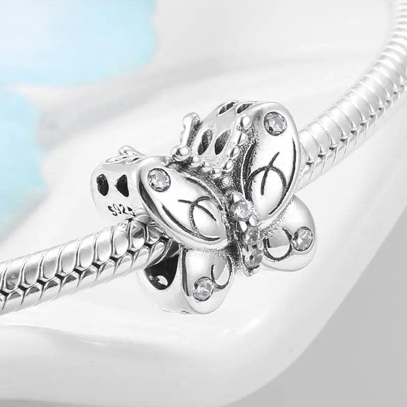 

Hight Quality 925 Sterling Silver Fashion Zircon Butterfly Charms Bead Fit Original Silver Bracelet Bangles Fine Jewelry making