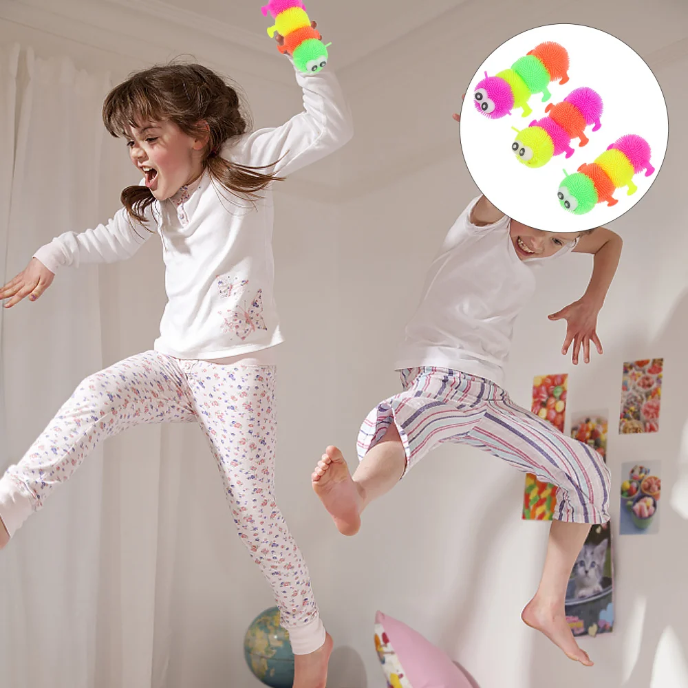 

1 Set 3Pcs Flashing Light Stretchy Caterpillars Anxiety Stress Relief Toys