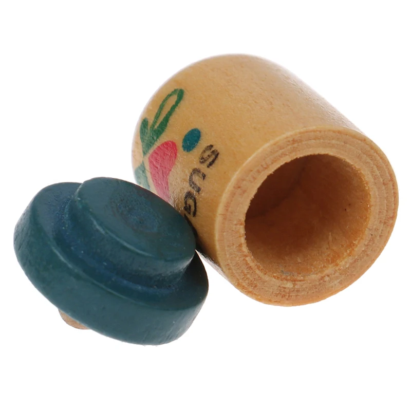 

2Pcs 1/12 Dollhouse Wood Seasoning Pot Salt Pot+Sugar Pot Doll House Kitchen Toy