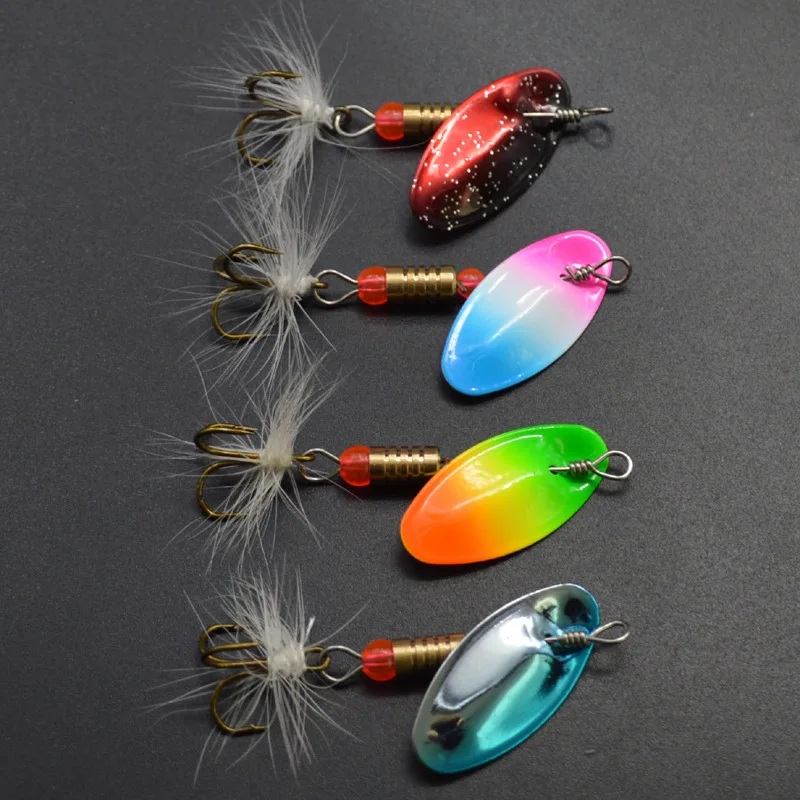 4 шт./лот рыболовные приманки радужного цвета блесна для форели Металлические