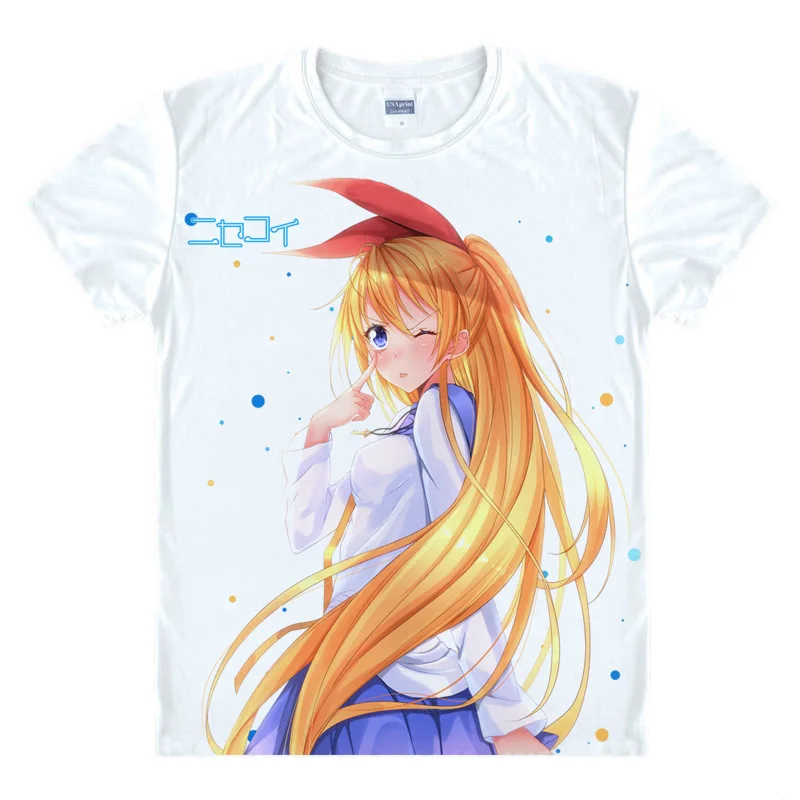 Футболка Nisekoi Raku Ichijo Chitoge костюмы для косплея мужские футболки из японского