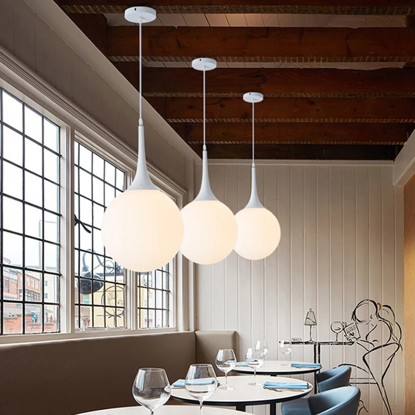 Современная белая стеклянная подвесной светильник диам. абажур для лампы 15-40 см