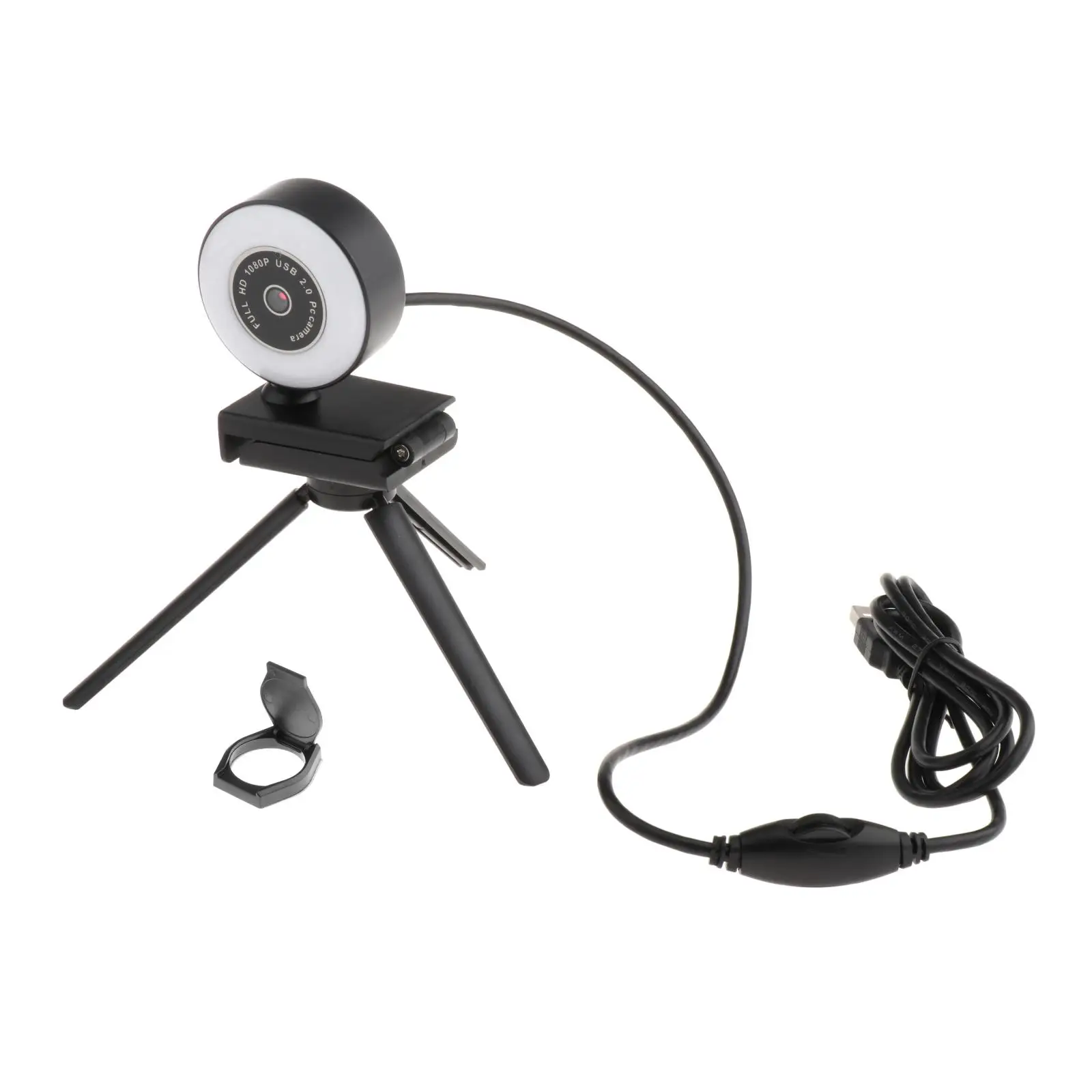 

HD Webcam with Ring Light Mini Autofocus PC Webcams Built in Microphone Camera for Mac/Live Streaming/Video Conferencing