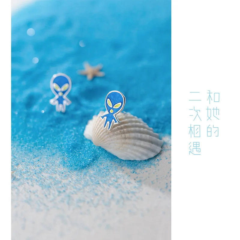 Женские серьги пусеты Trustdavis синие Серьги из стерлингового серебра 925 пробы