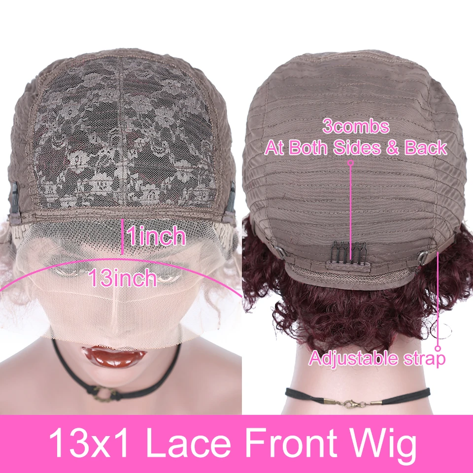 Недорогой парик фея человеческие волосы Омбре 99J Красные Короткие вьющиеся