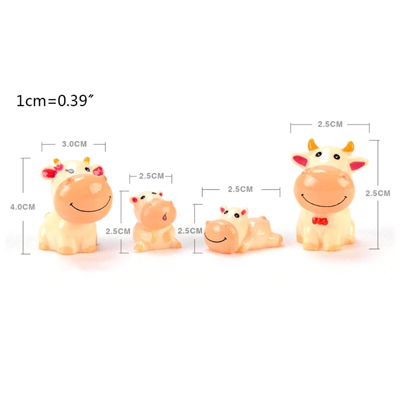 

4pcs Cattle Family Micro Landscape Figurine Ornaments Resin Craft Miniature Fairy Garden Decoration New Year Gift