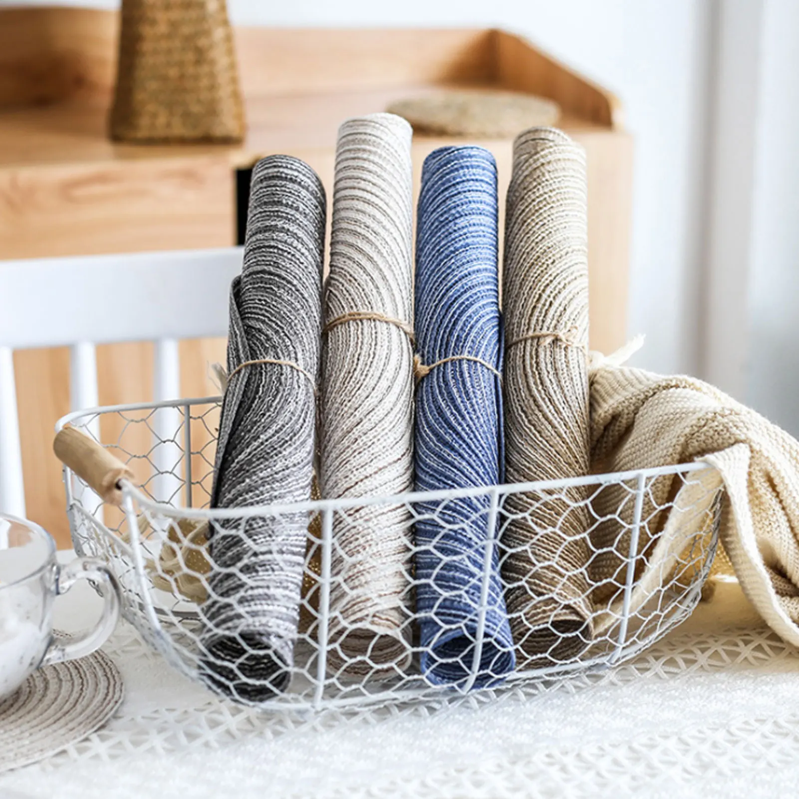 

18cm Tableware Pad Placemat Table Mat Round Placemat Hand-woven Tabletop Non-slip Bowl Mat Washable Bowl Coaster