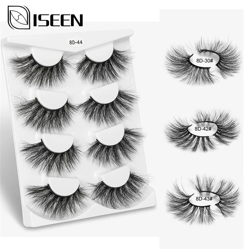 4 пары 8D норковые ресницы пушистые накладные натуральные длинные толстые