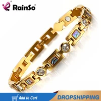 rainso bio energy bracelet with magnet smart buckles bracelet health care elements chain gold bracelets for women girl jewerly