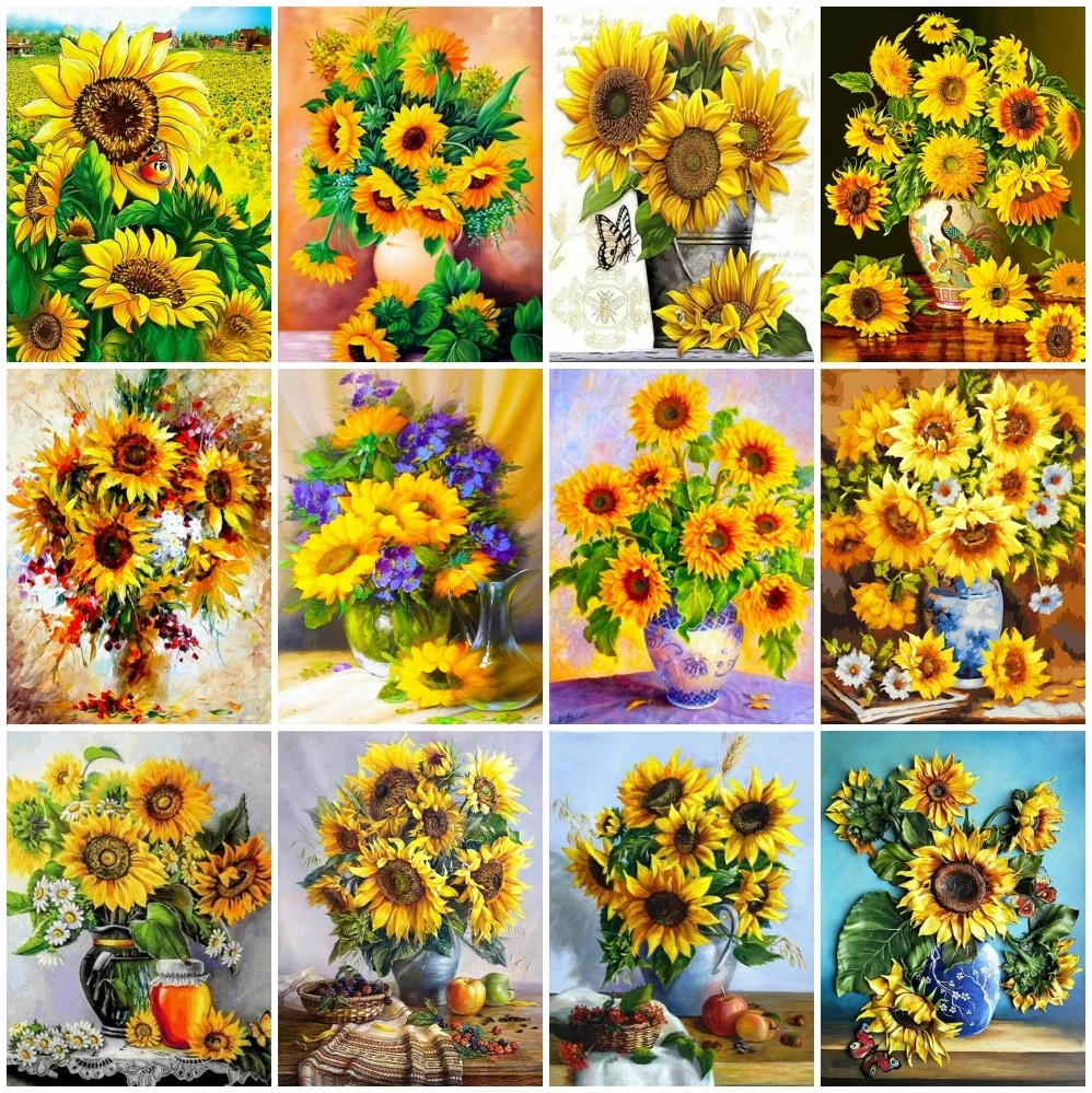 

AZQSD Diamond Painting Sunflower Cross Stitch Diamond Embroidery Flower Mosaic Handmade 5d Diy Picture Of Rhinestones
