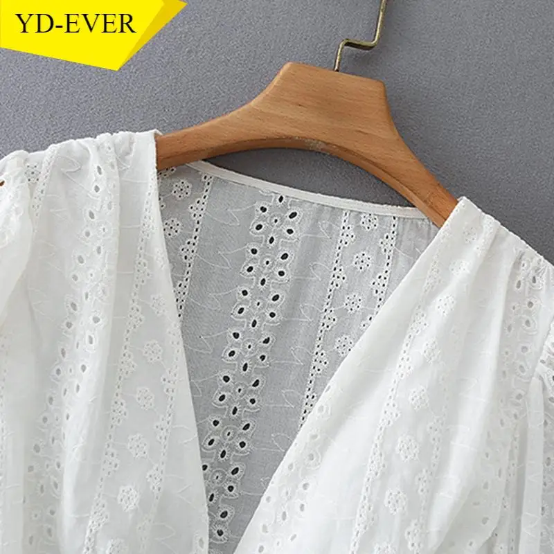 Женская Ретро-блузка с вышивкой романтичная короткая рубашка длинным рукавом