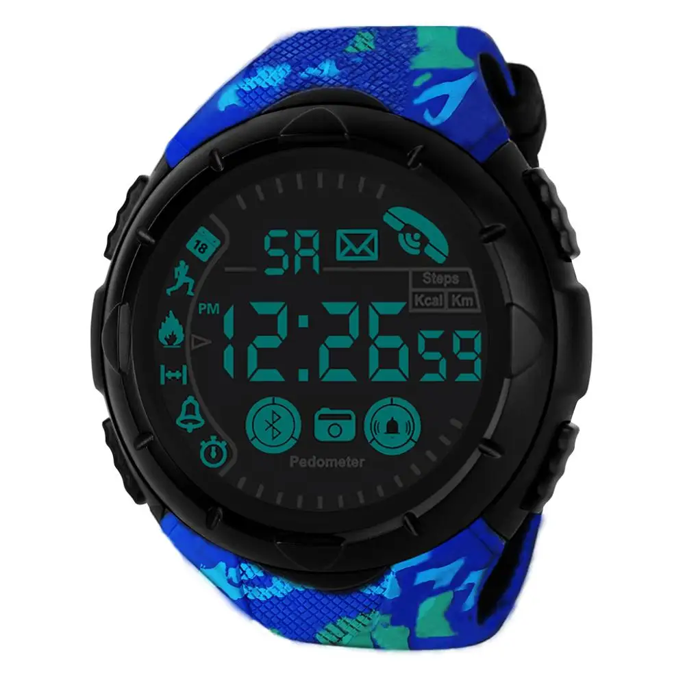 HONHX Bluetooth мужские умные спортивные часы мужские s водонепроницаемые цифровые наручные часы шагомер калории фитнес Relogio Спорт Masculino - Color: camouflage blue