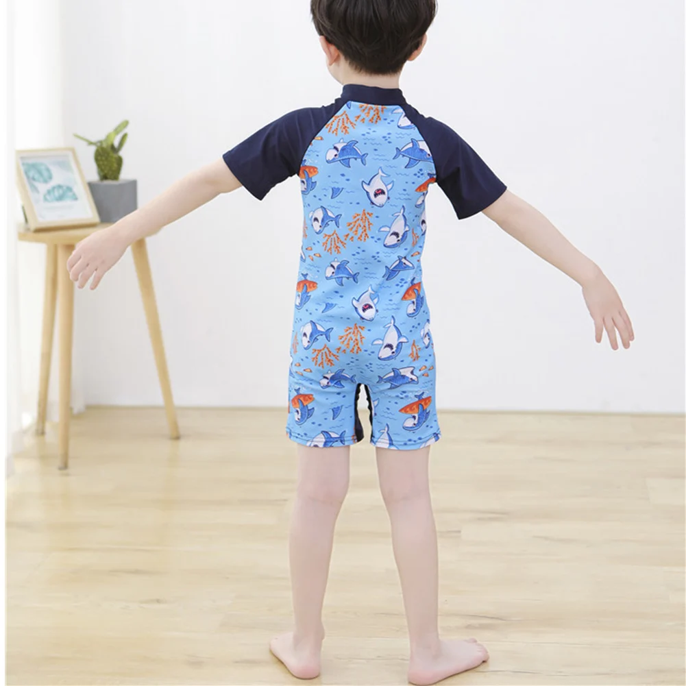 

Boys Swimsuit Short Sleeve With Cartoon Pattern Swimsuit Shark Shorts One-Piece Beachwear Swimwear Boys And Girls Hot Sale 2021
