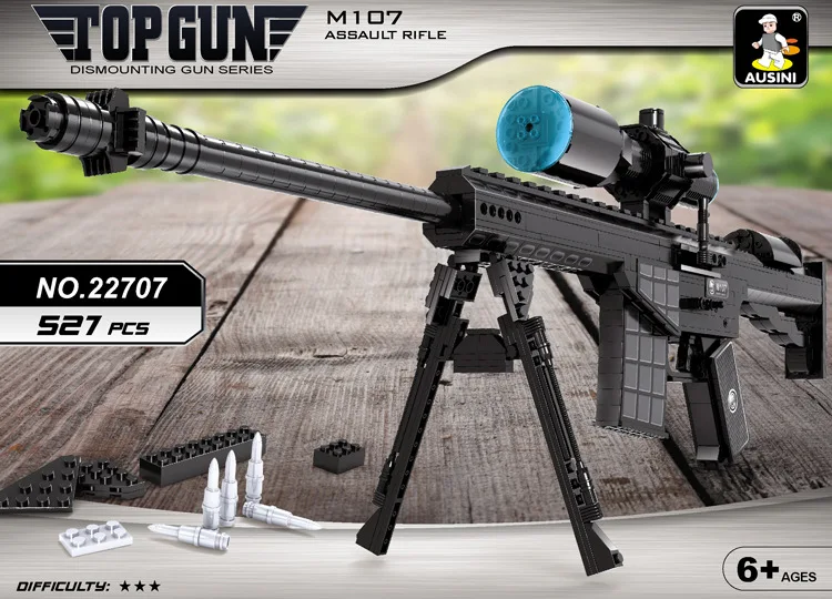 527 шт. M107 снайперская винтовка супер вооружение строительных блоков DIY Собранный