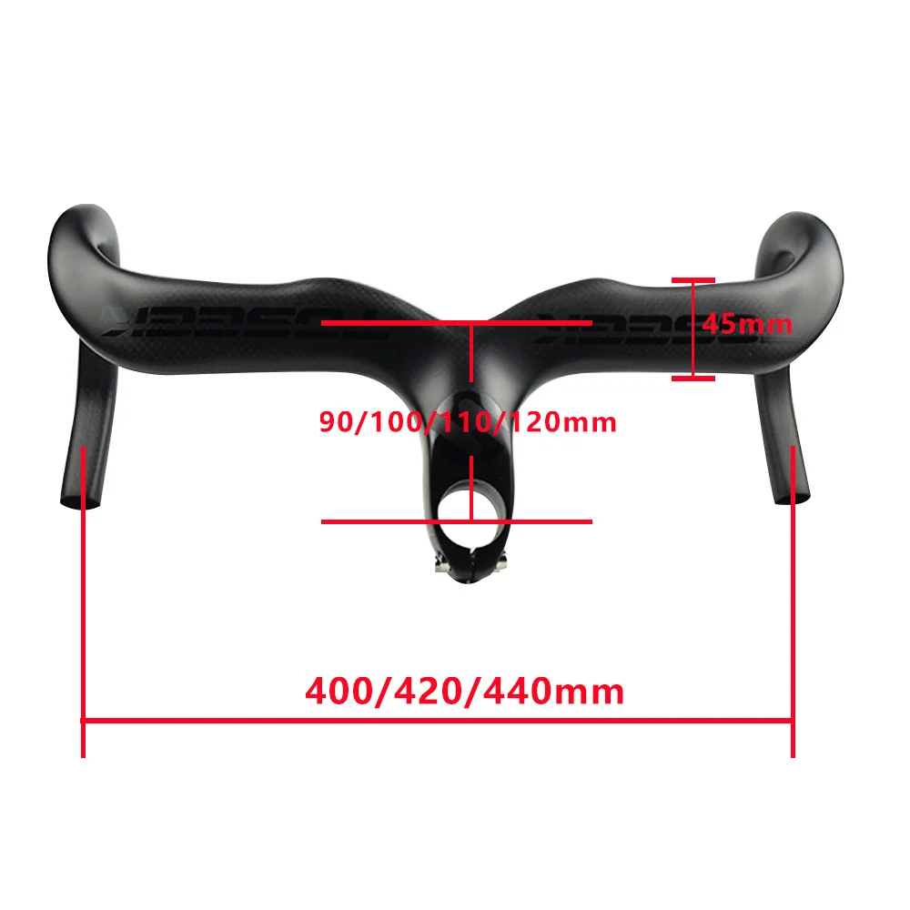 Руль согнутый из углеродного волокна для дорожного велосипеда 28 6/400/420/440
