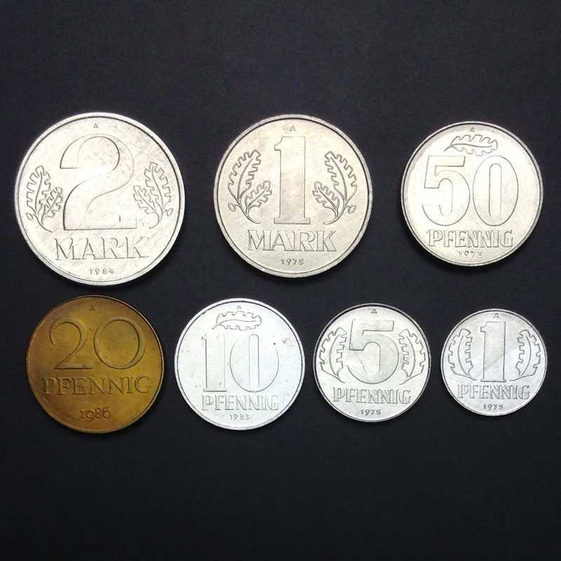 

Democratic Germany 1973-86 Set 7 Coins Original True Real Genuine Coin European Collectible Gift UNC