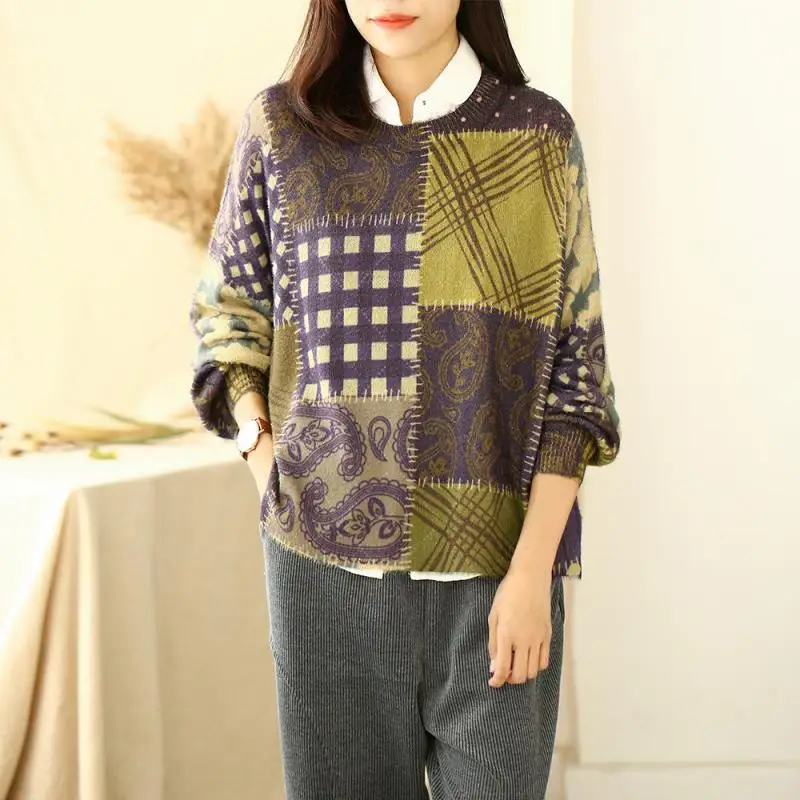 Новинка 2019 женский осенне-зимний вязаный свитер с круглым вырезом и необычным