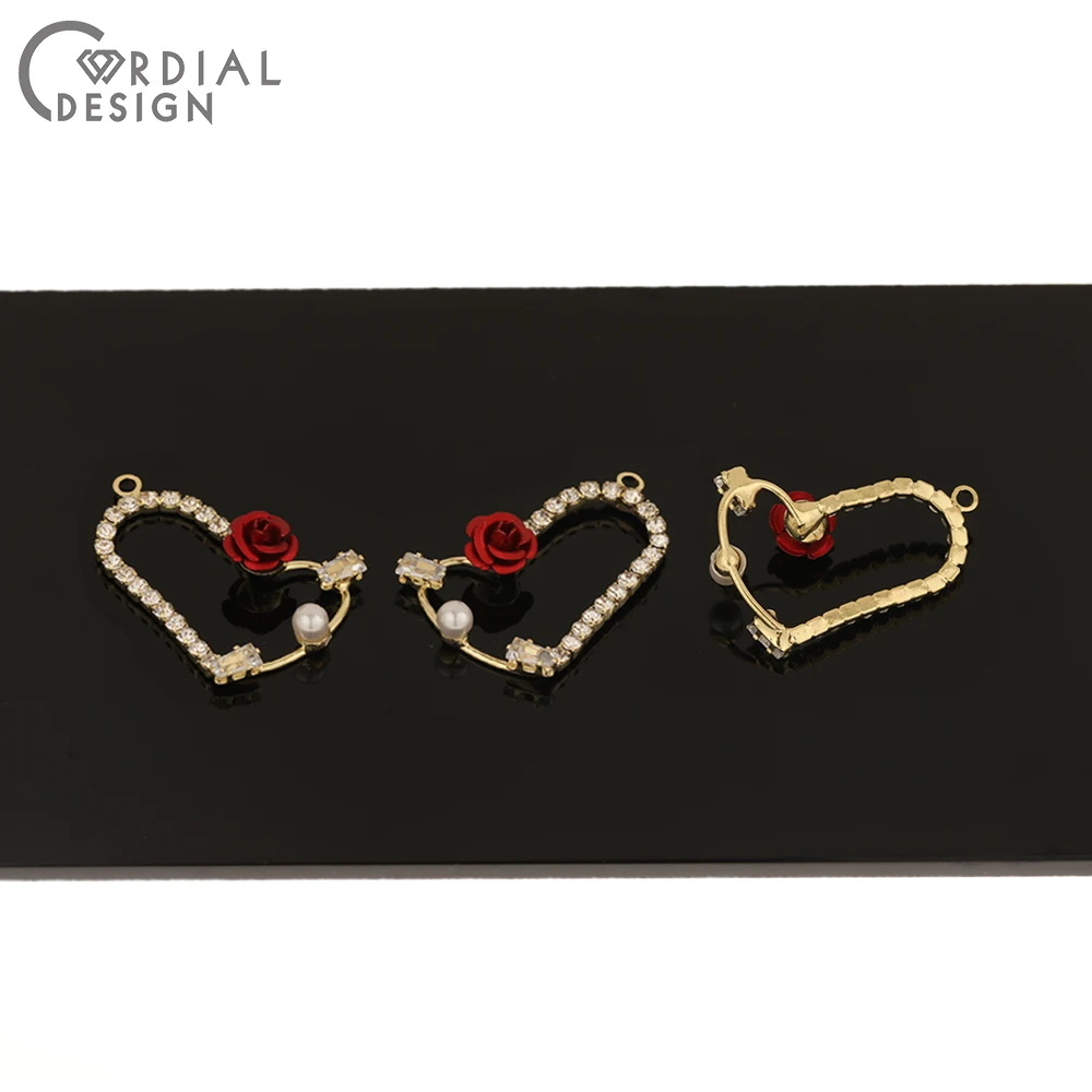

Cordial Design 50Pcs 21*29MM Jewelry Accessories/Rhinestone CZ Charms/Claw/Heart Shape/Earrings Making/Hand Made/DIY Pendant
