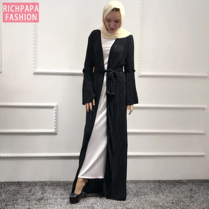 Женское кимоно Кафтан Абая Дубай плиссированный кардиган с хиджабом