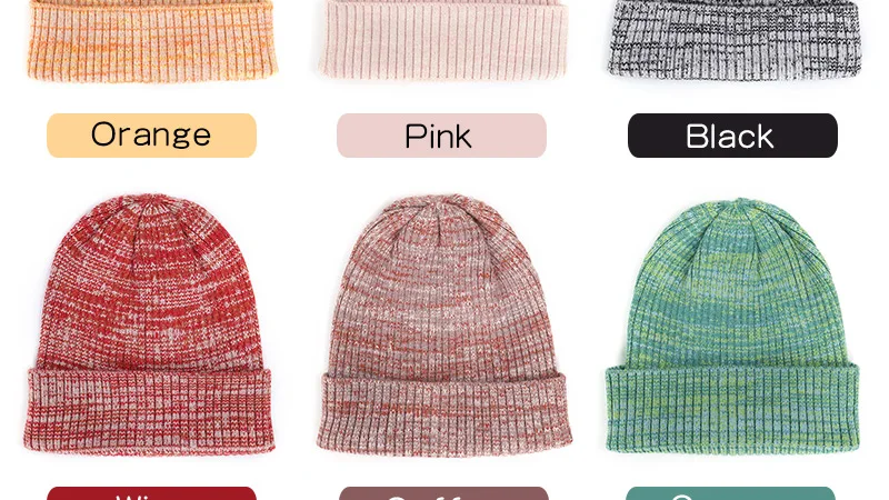 Fashion woman variegated knit hat autumn and winter warm high quality cotton hat Innocent cap ladies casual ski mask peas