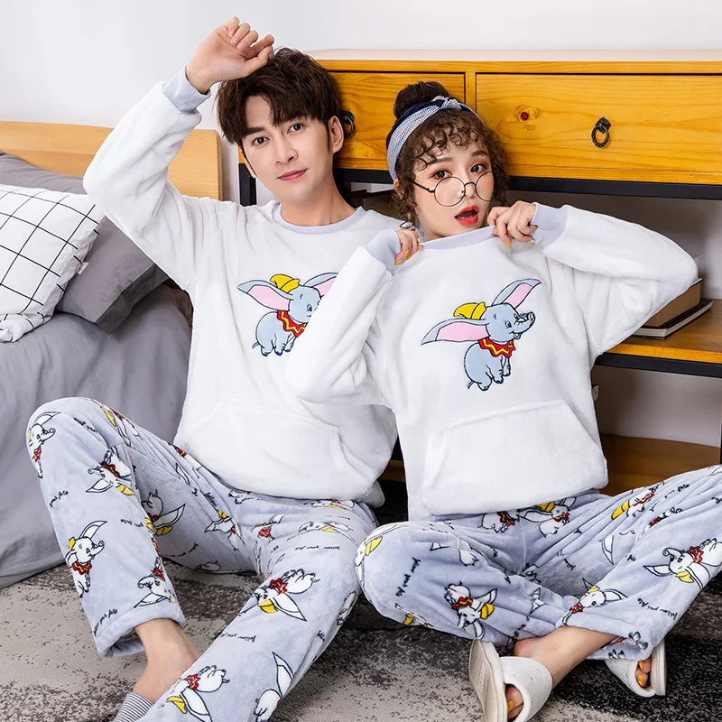 Осень зима 2019 теплые фланелевые пижамы с длинным рукавом для пар мужчин