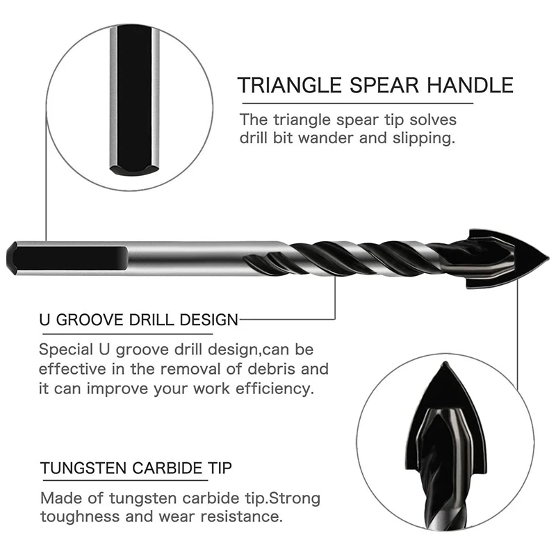 

15Pcs 3-16mm Glass Concrete Marble Brick Tile Wood Alloy Masonry Bit & 10Pcs 4X9X4mm Flanged Precision Ball Bearing