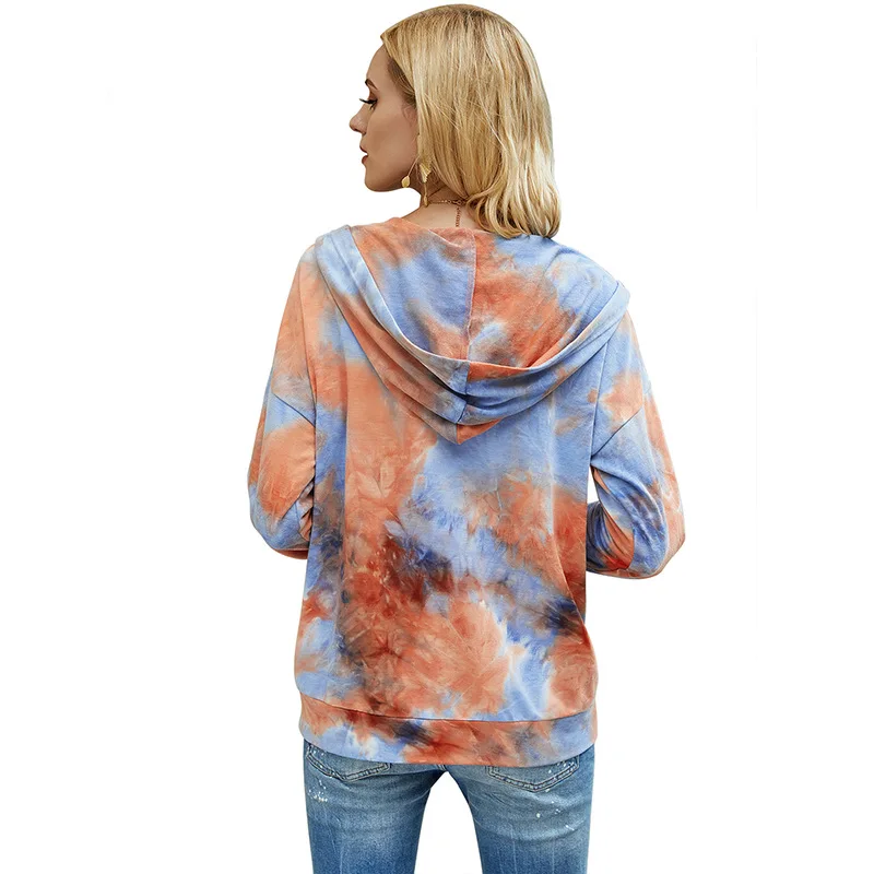

Women's Hoodies Sweatshirts 2020 Fashion Casual Long Zipper Hooded Jacket Coat Sweatshirt Tie Dye Outwear for Female Plus Size