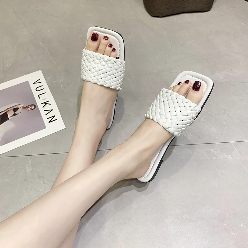

Home Slippers Women's Shoes Shale Female Beach Pantofle Square Toe Slides Rubber Flip Flops Massage Sabot 2021 Soft Flat