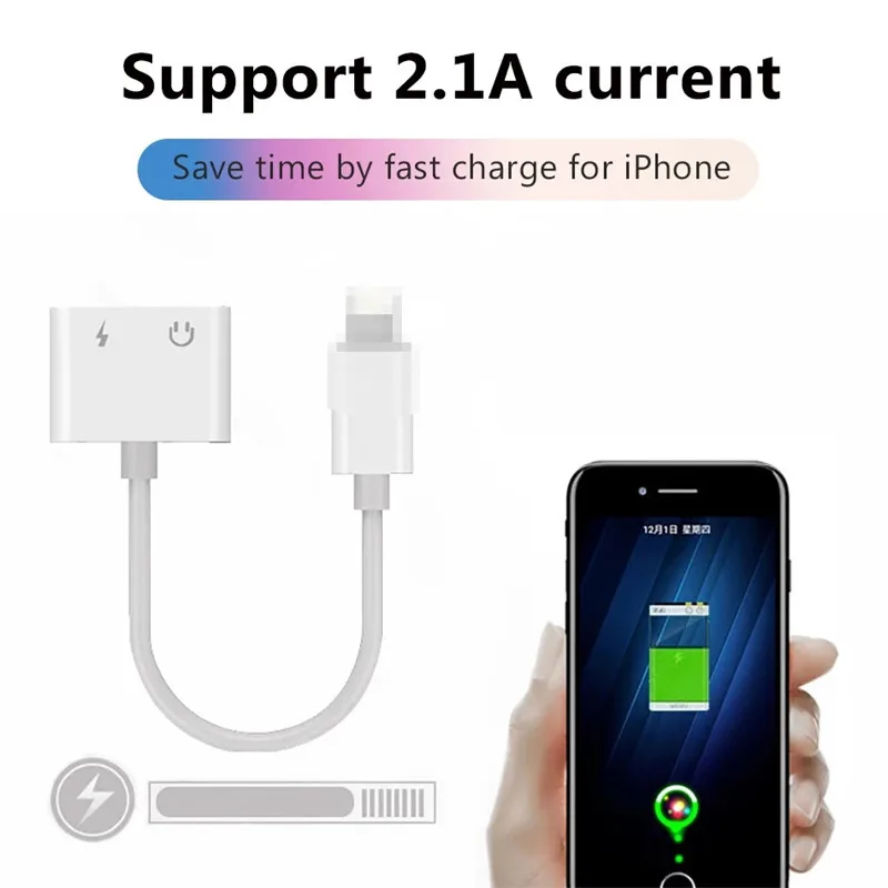 Аудиоадаптер 2 в 1 с разъемом Lightning для наушников 3 5 мм iPhone 11 12 Pro 7 8 Plus X | Мобильные